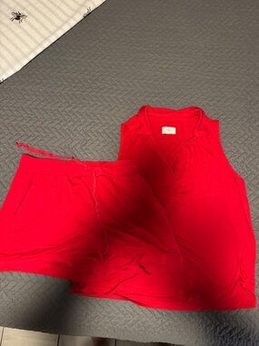 Lou & Grey Red Sleeveless Top and Shorts Set